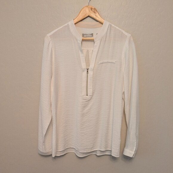Patrizia Luca White Blouse with Zipper, Women's Large - Picture 1 of 4